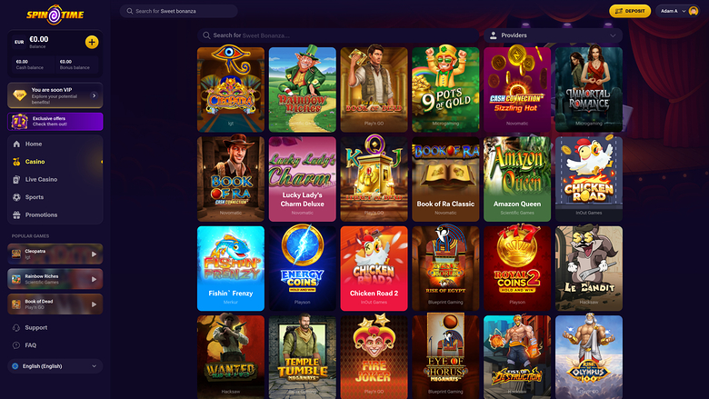 SpinTime — Games lobby
