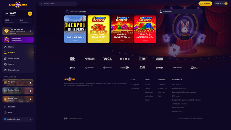 SpinTime — Jackpot games