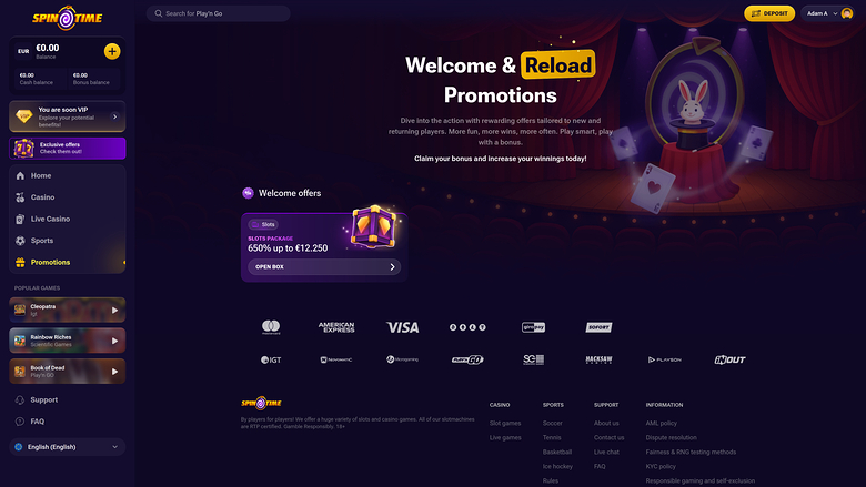 SpinTime — Promotions page