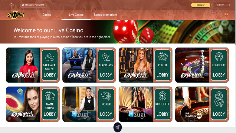 SpinXtreme Casino — Livedealer