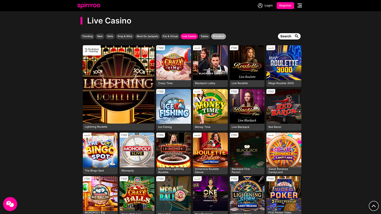 SpinYoo Casino — Live dealer lobby