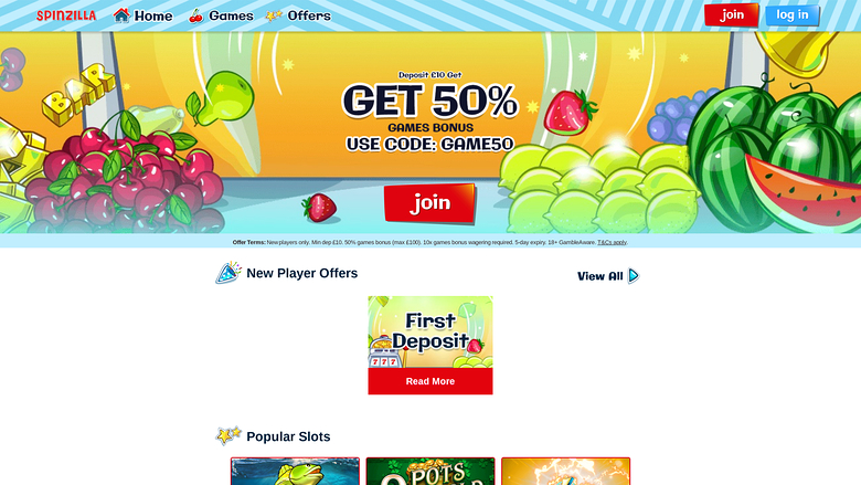 Spinzilla Casino — Homepage