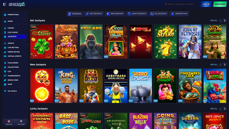 Sportaza Casino — Jackpot games