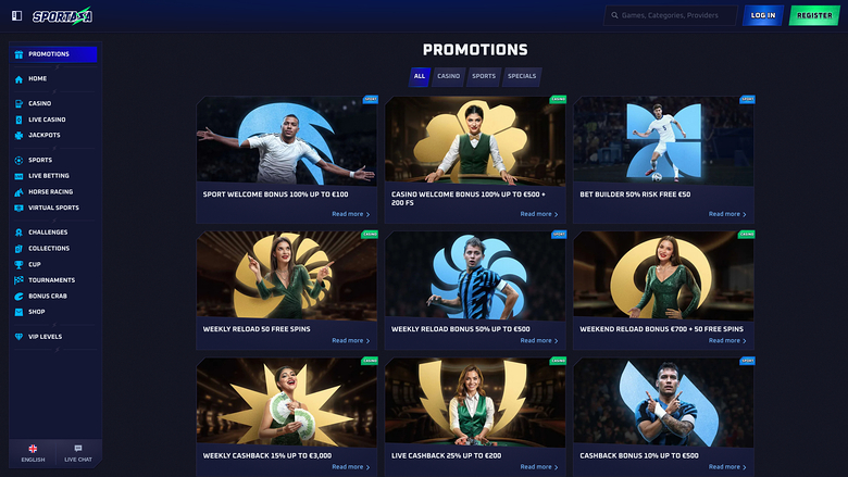Sportaza Casino — Promotions page