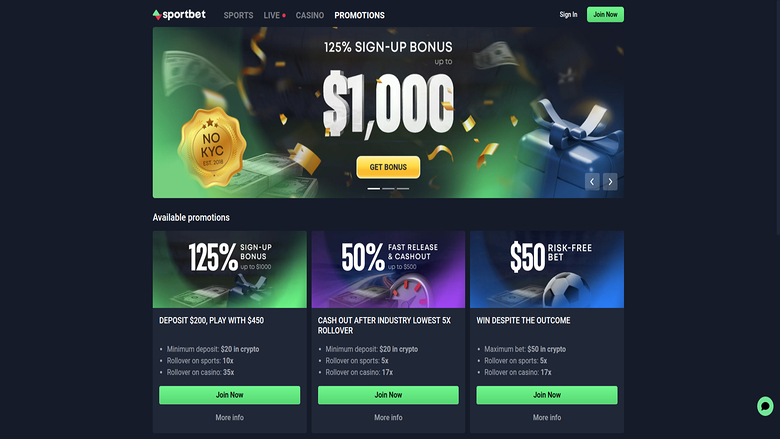 Sportbet.One Casino — Promotions page