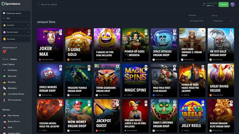 Sportsbet.io — Jackpot games