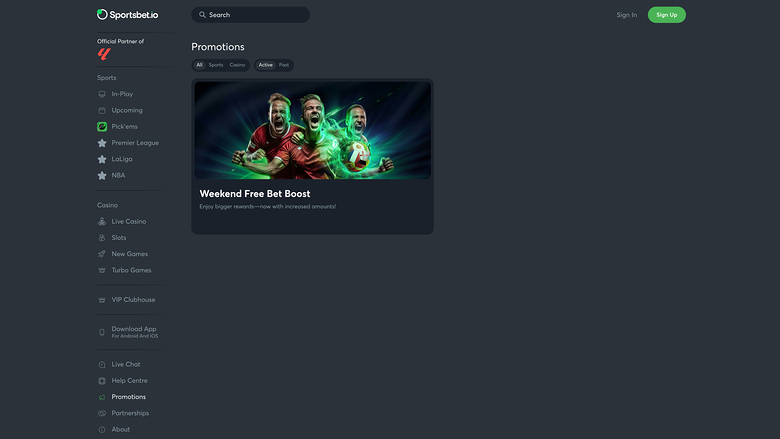 Sportsbet.io — Promotions page