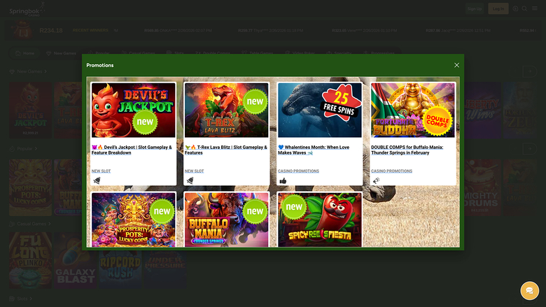 Springbok Casino — Promotions page