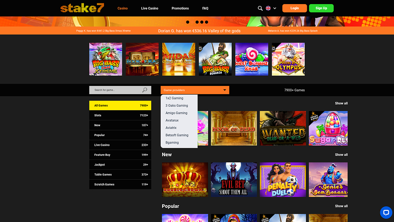 Stake7 Casino — Games by studio