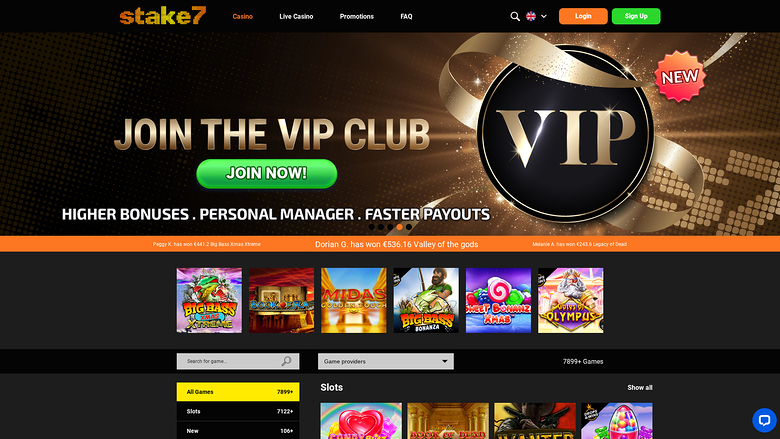 Stake7 Casino — Homepage