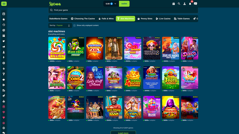StakeMania Casino — Games lobby