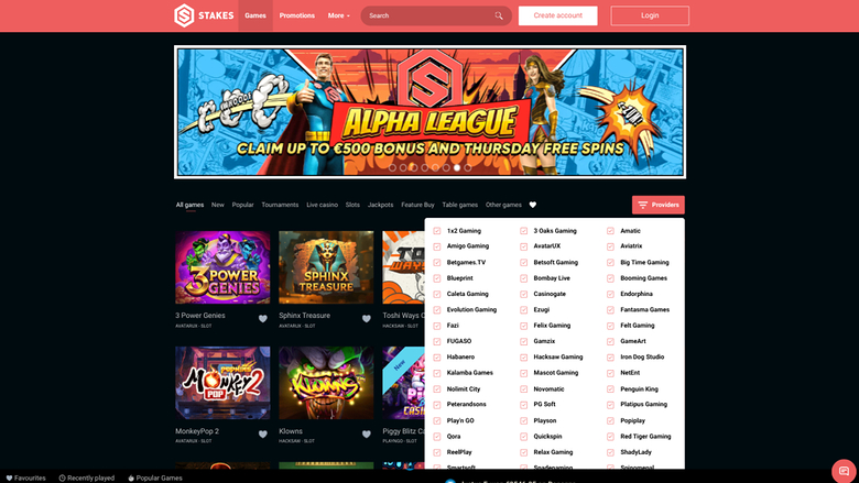 Stakes Casino — Games by studio