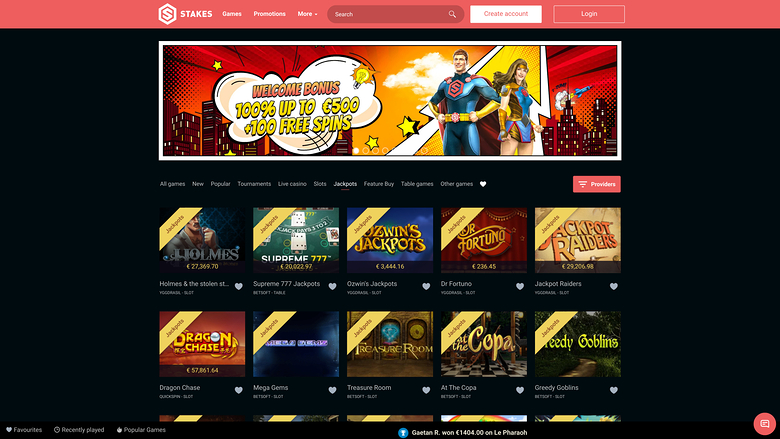 Stakes Casino — Jackpot games