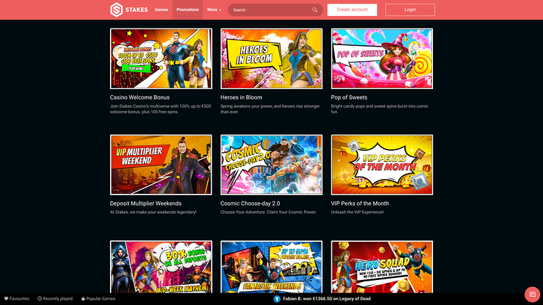 Stakes Casino — Promotions page