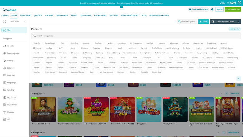 Star Casino — Games by studio