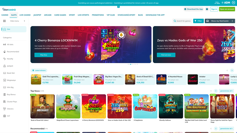 Star Casino — Games lobby