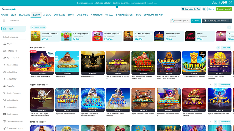 Star Casino — Jackpot games
