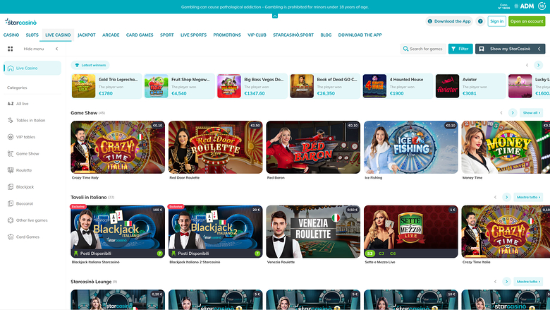 Star Casino — Live dealer lobby