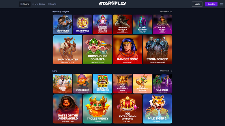 StarsPlay Casino — Games lobby