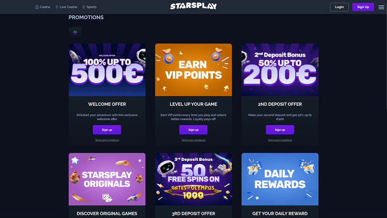 StarsPlay Casino — Promotions page