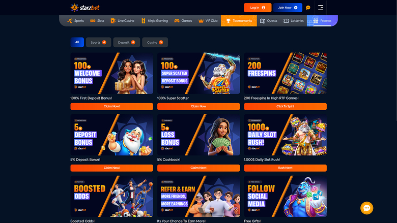 Starzbet Casino — Promotions page