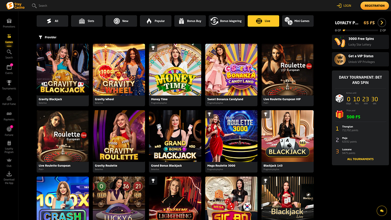 StayCasino — Live dealer lobby