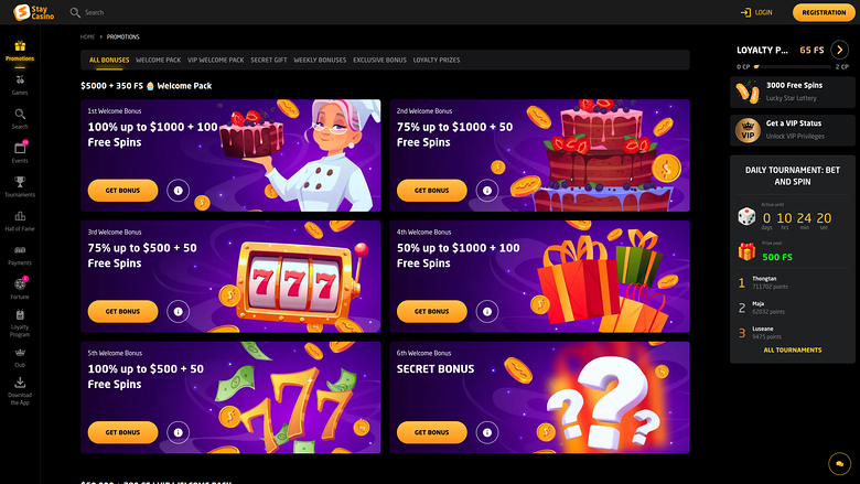 StayCasino — Promotions page