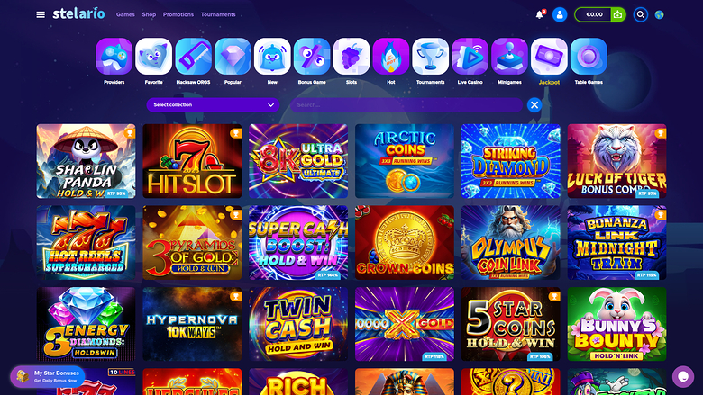 Stelario Casino — Jackpot games