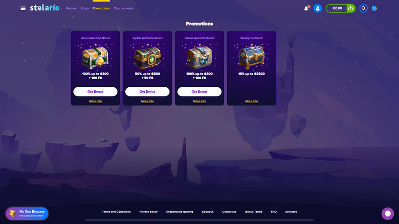 Stelario Casino — Promotions page