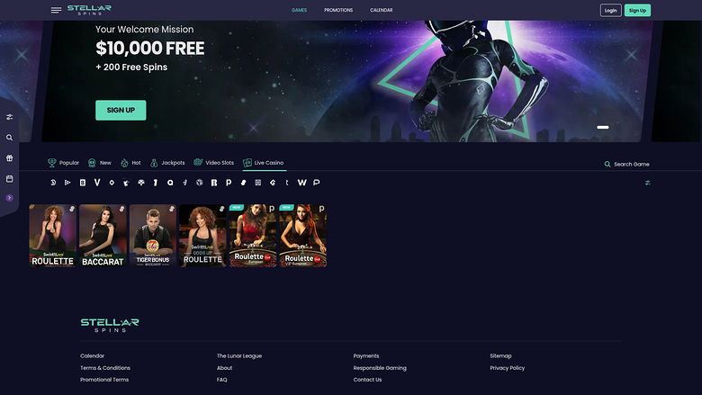 Stellar Spins — Live dealer lobby