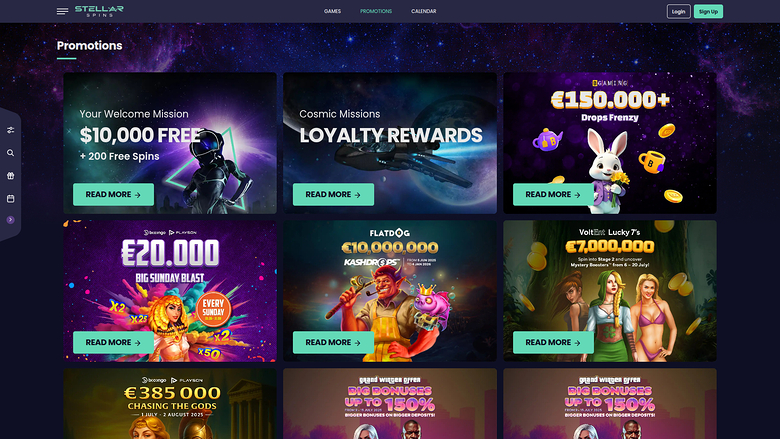 Stellar Spins — Promotions page