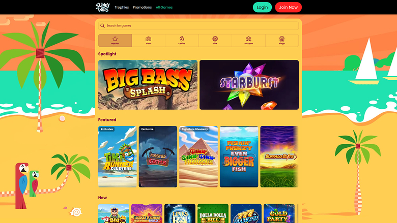 Sunny Wins — Games lobby