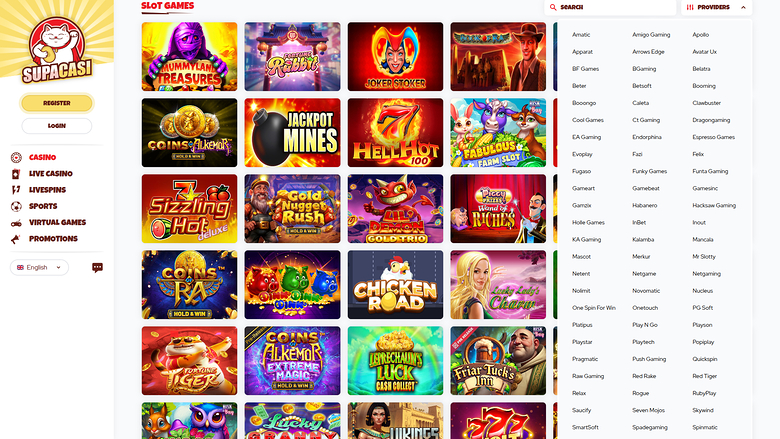 Supacasi Casino — Games by studio