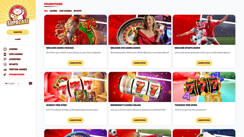 Supacasi Casino — Promotions page