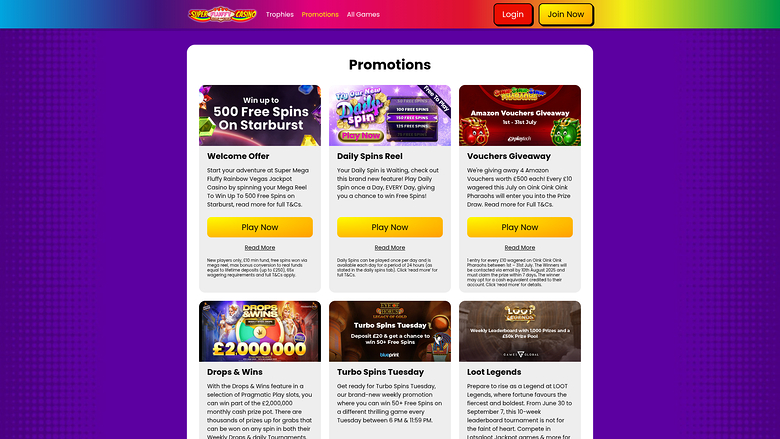 Super Fluffy Casino — Promotions page