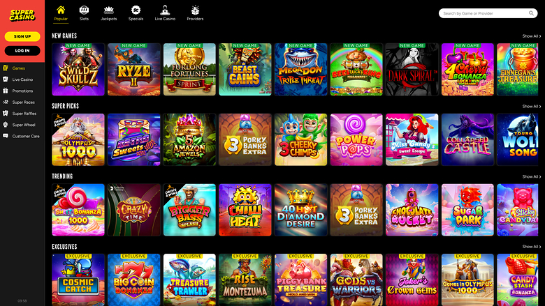 SuperCasino — Games lobby