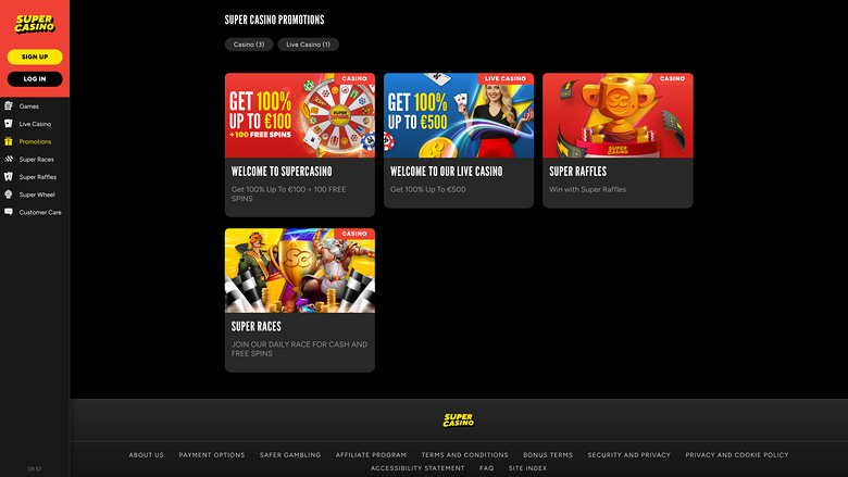 SuperCasino — Promotions page