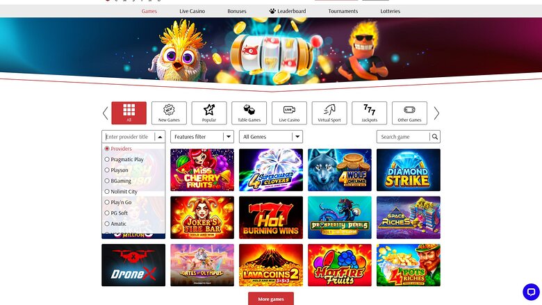 SuperCat Casino — Games by studio