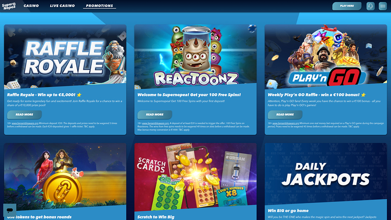 SuperNopea Casino — Promotions page
