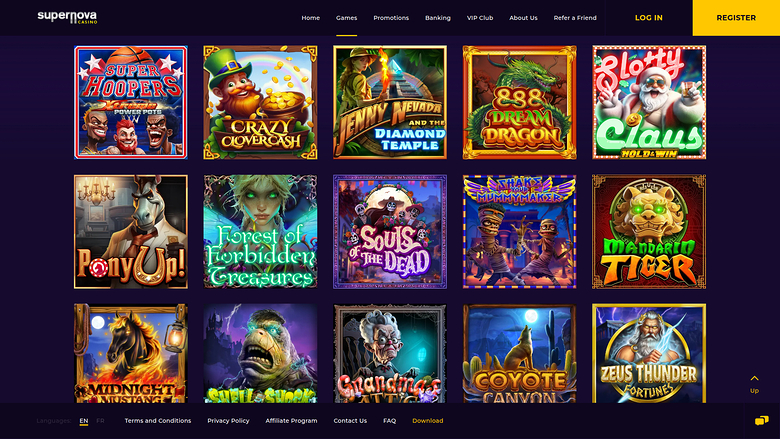 Supernova Casino — Games lobby