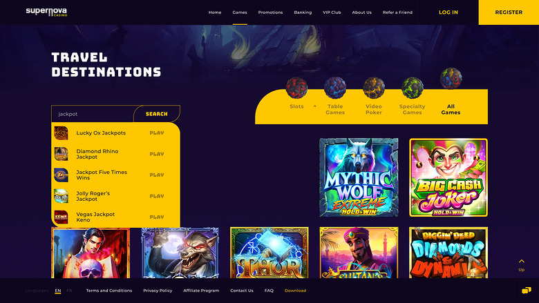Supernova Casino — Jackpot games