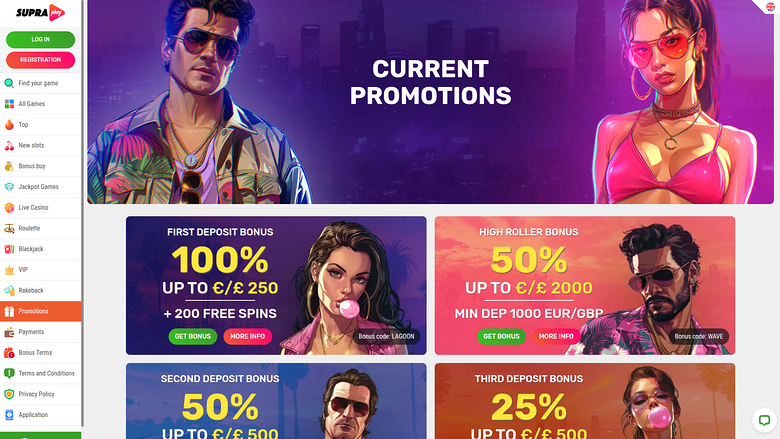 SupraPlay Casino — Promotions page