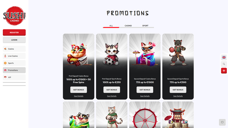 Sushi Casino — Promotions page