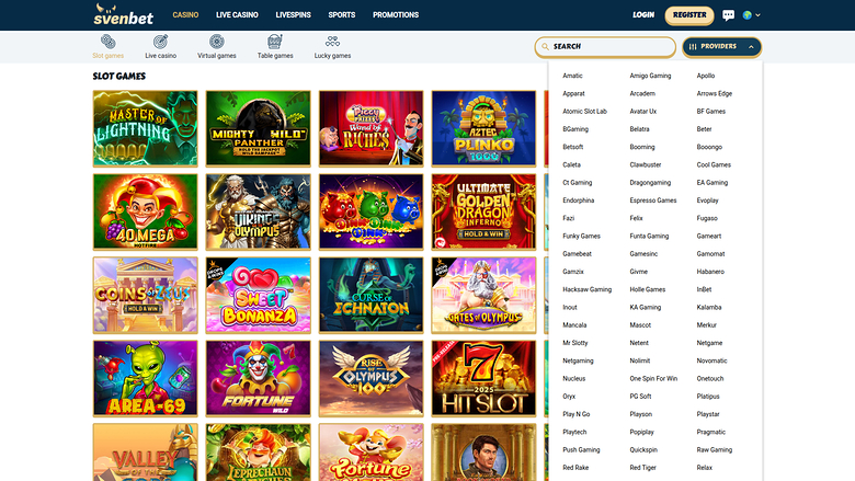 Svenbet Casino — Games by studio