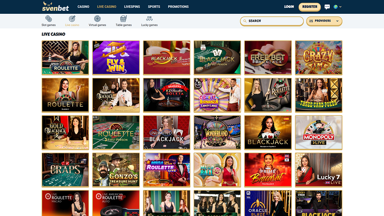Svenbet Casino — Live dealer lobby