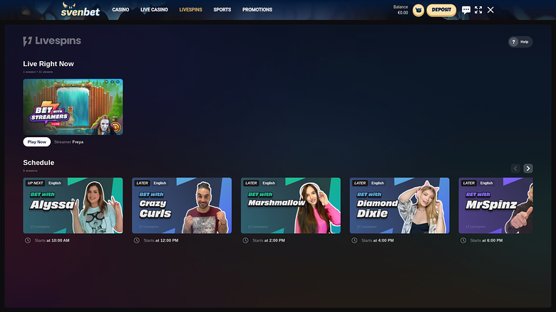 Svenbet Casino — Live spins