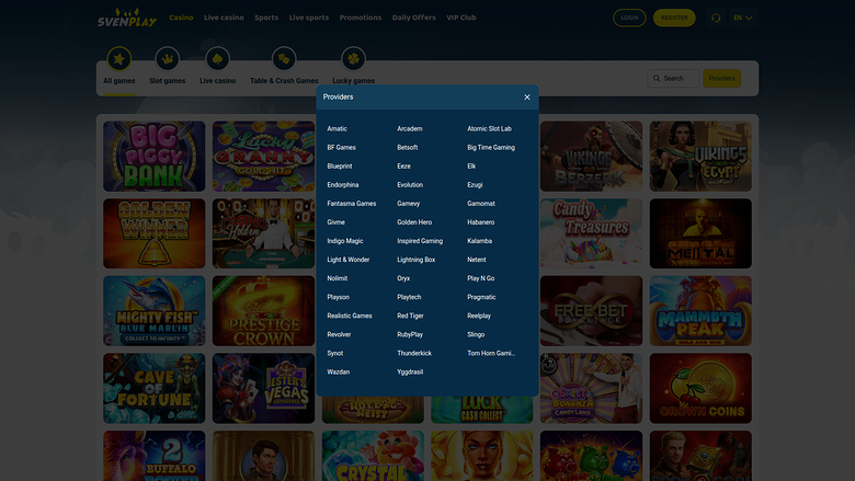 SvenPlay Casino — Games by studio