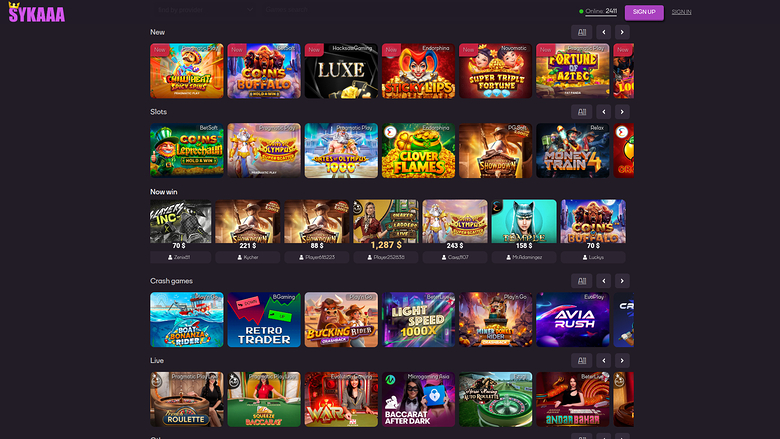 Sykaaa — Games lobby