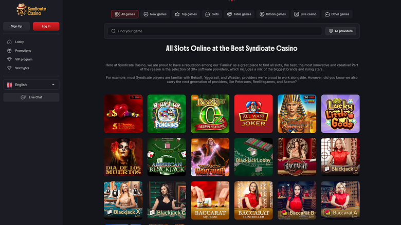 Syndicate Casino — Games lobby
