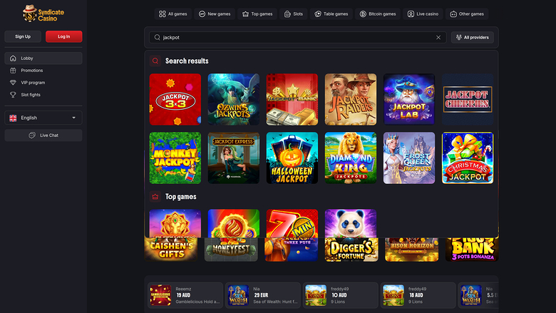 Syndicate Casino — Jackpot games